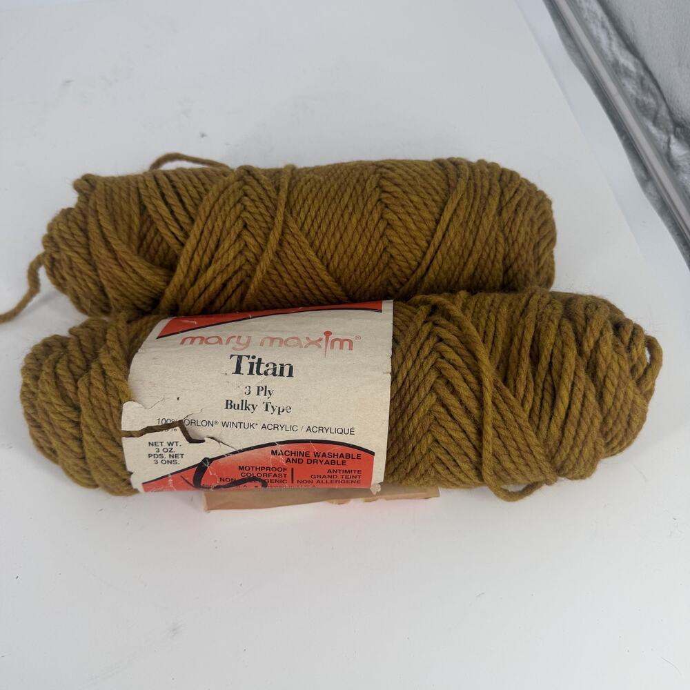 Lot Of 2 Mary Maxim Titan 3 Ply Bulky Type 3 oz Golden Brown